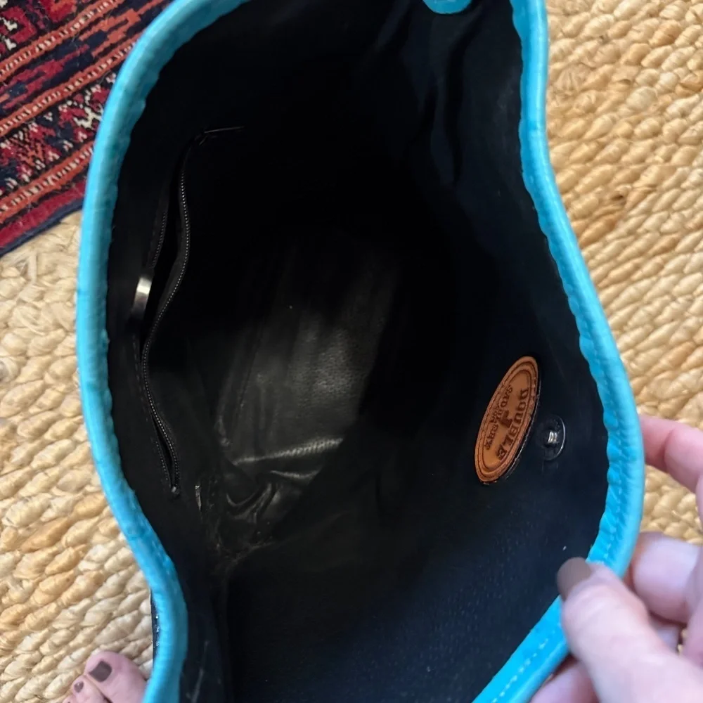 Double J Saddlery Genuine Ostrich Bucket Purse Calf Hair Zebra